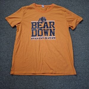 Orange Chicago Bears Logo Bear Down Mens T-Shirt Sz Large